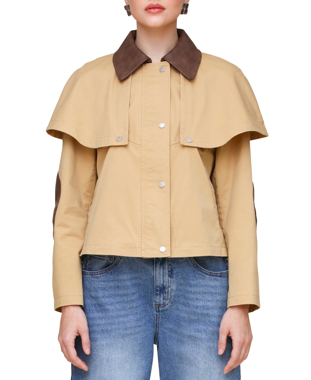 Avec Les Filles Women's Cropped Cape Trench Coat