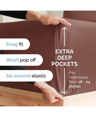 Extra Deep Pocket 18 - 24 Inch Microfiber Fitted Sheet - California King
