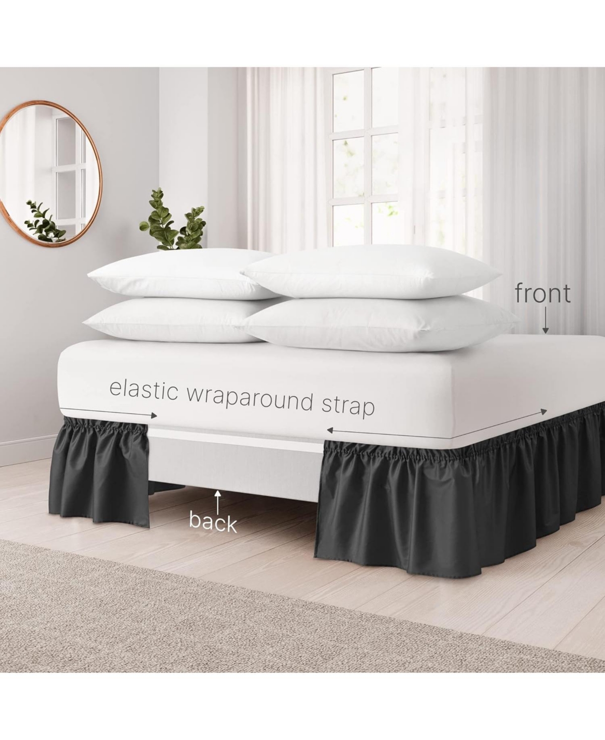 Cgk Unlimited Ruffled Elastic Wrap Around Bedskirt 15 Inch Drop