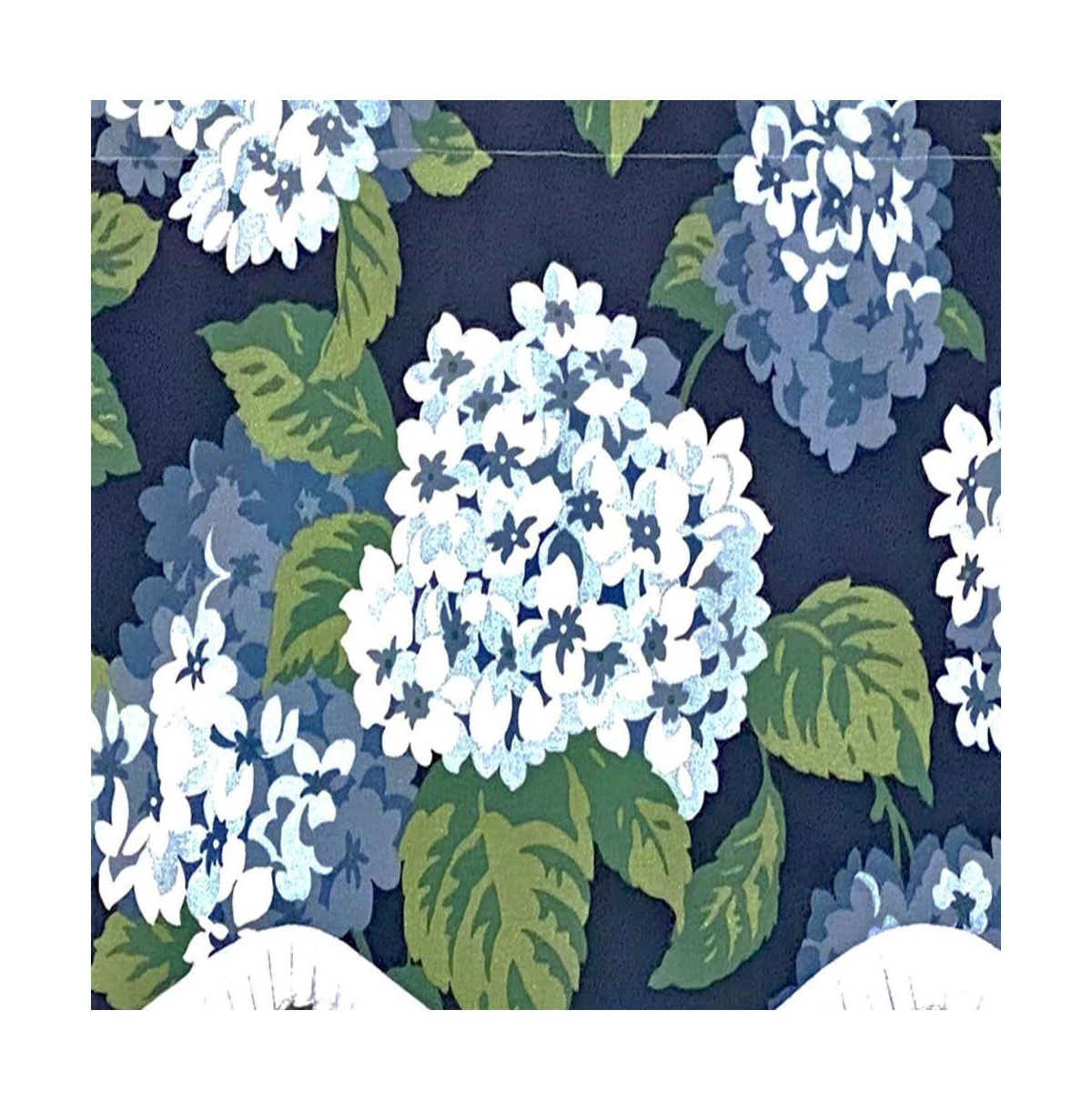 Rlf Home Hydrangea Ruffled Provance valance 3in Rod Pocket Navy, 50in x 17in - Rlf Home