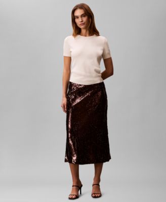 Women's Sequined Midi Skirt