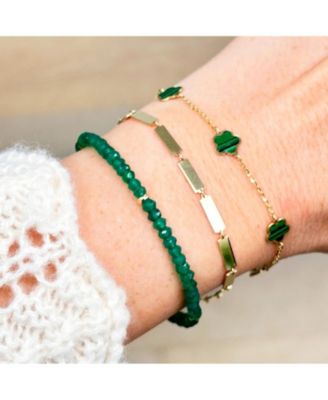 Green Onyx Bead Bracelet 14K Gold
