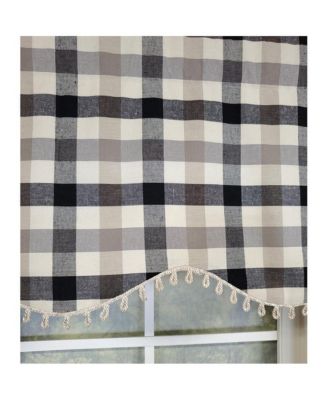 Ruskin Check Provance 3" Rod Pocket Lining Luxurious and Elegant Window Treatment Valance 50" x 15" Black