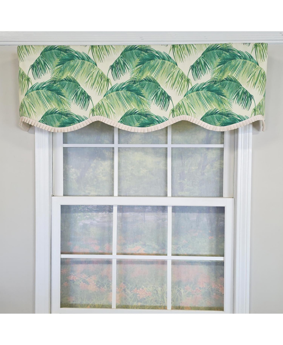 Rlf Home 100% Cotton Tortola Provance Fully lined Windows Rod Pocket Valance 50" x 15" Green