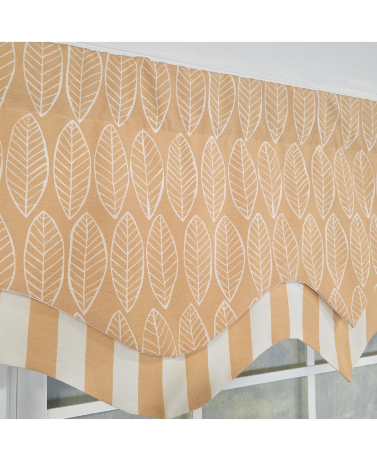Rlf Home 100% Cotton Fall D-Regal Fully lined Windows Rod Pocket Valance 50" x 17" Tan