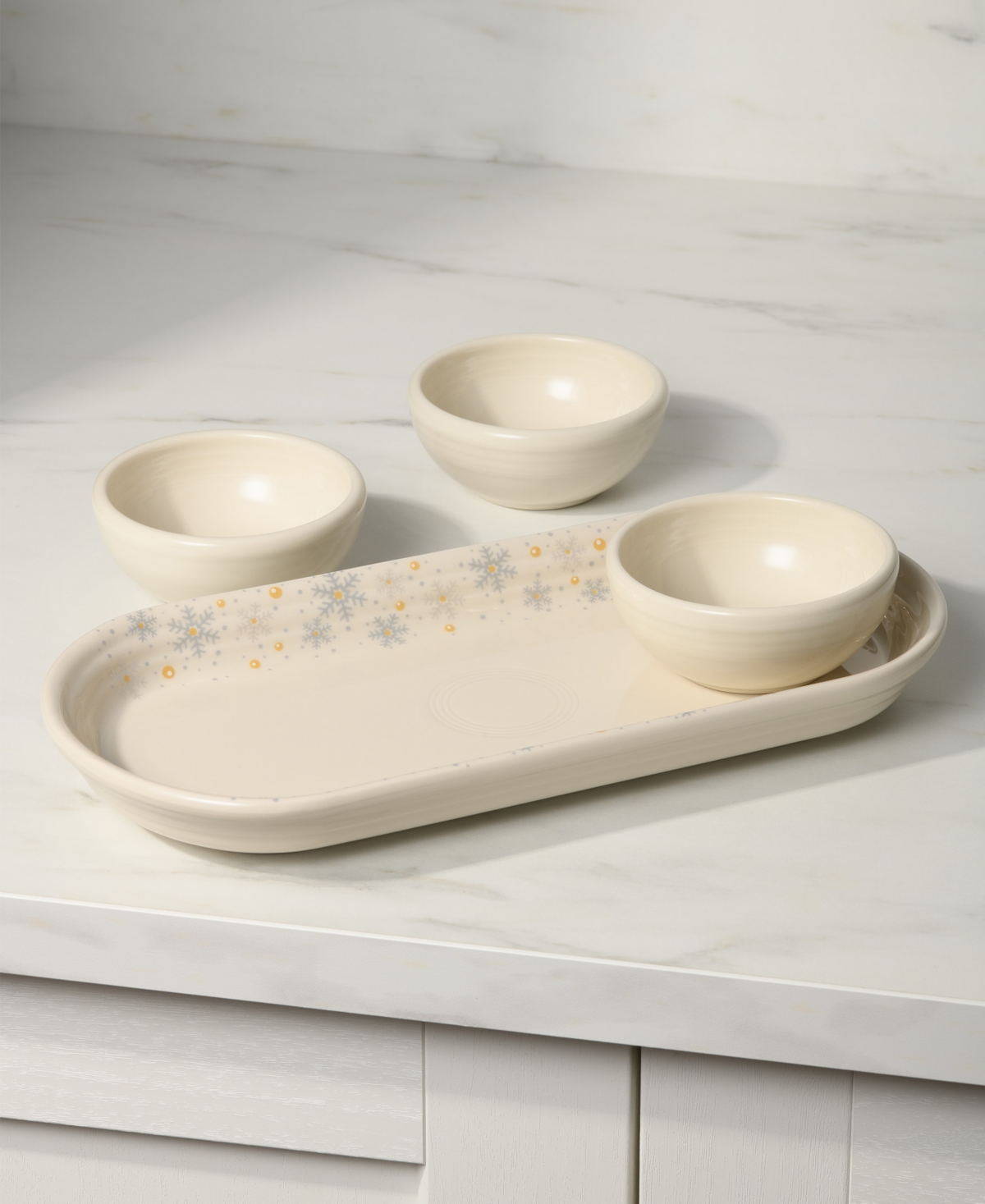 Fiesta Linen Snowflakes 4-piece Condiment Set, Exclusively At Macy's In Neutral