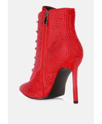 Womens Head On Faux Suede Diamante Ankle Boots