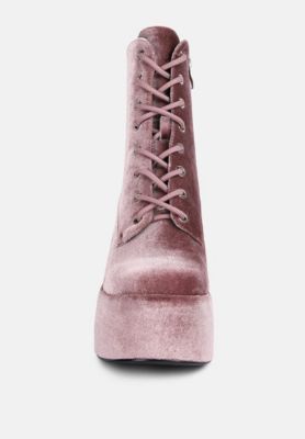 ASHCAN Womens High Platform Velvet Ankle Boots