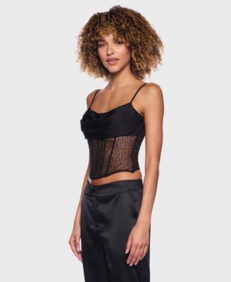 Junior's Cowl Neck Corset Top