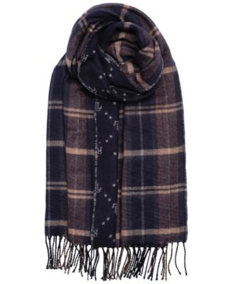 Plaid and Logo Double Face Scarf