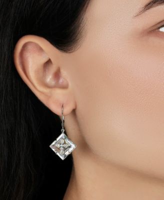 Square Crystal Cross Lever Back Earrings