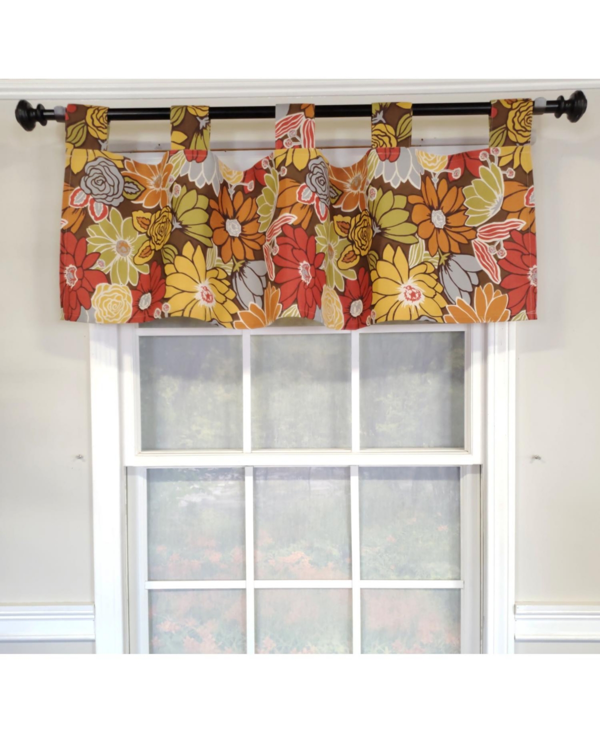 Rlf Home 4" Top Tab High Quality Fabric Flormania Tab Valance for Windows 50" x 16" Multi