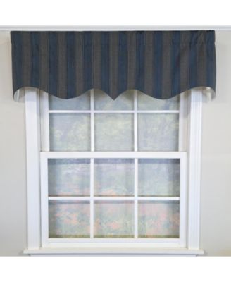 100% Cotton Bronte Regal With Poly/Cotton Ivory lining Rod Pocket Valance 50" x 16" Navy