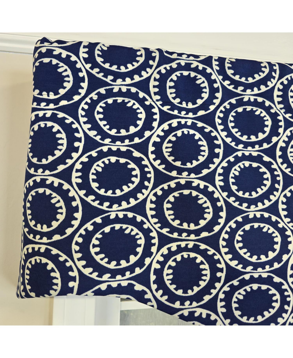 Rlf Home 100% Cotton Orbit Regal Fully lined Windows Rod Pocket Valance 50" x 17" Navy