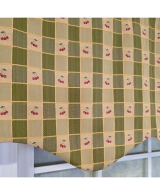 100% Cotton Cherry Squares Regal With Poly/Cotton lining Rod Pocket Valance 50" x 15" Green