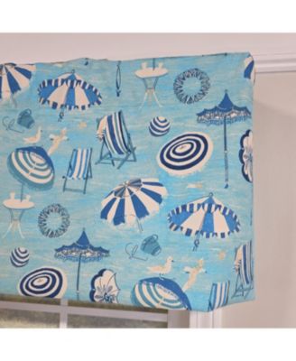 100% Cotton Beach Day Toilored  Fully lined Windows Rod Pocket Valance 51" x 16"  Blue