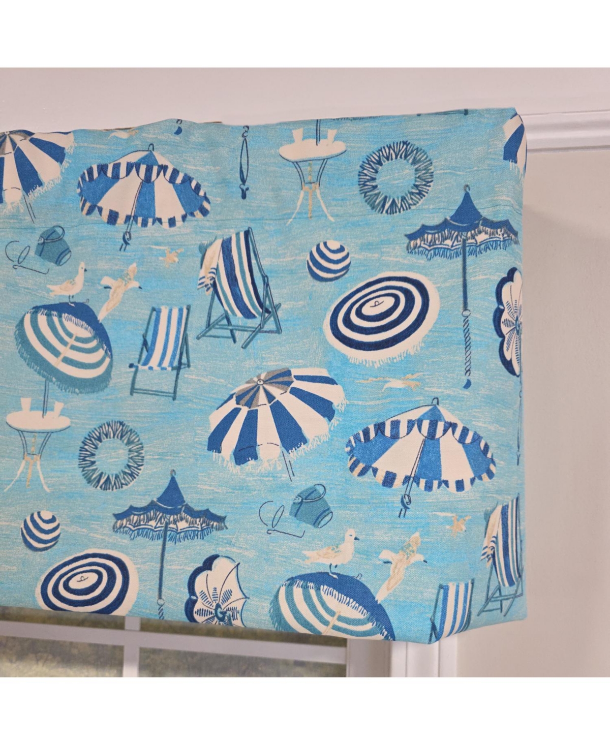 Rlf Home 100% Cotton Beach Day Toilored Fully lined Windows Rod Pocket Valance 51" x 16" Blue