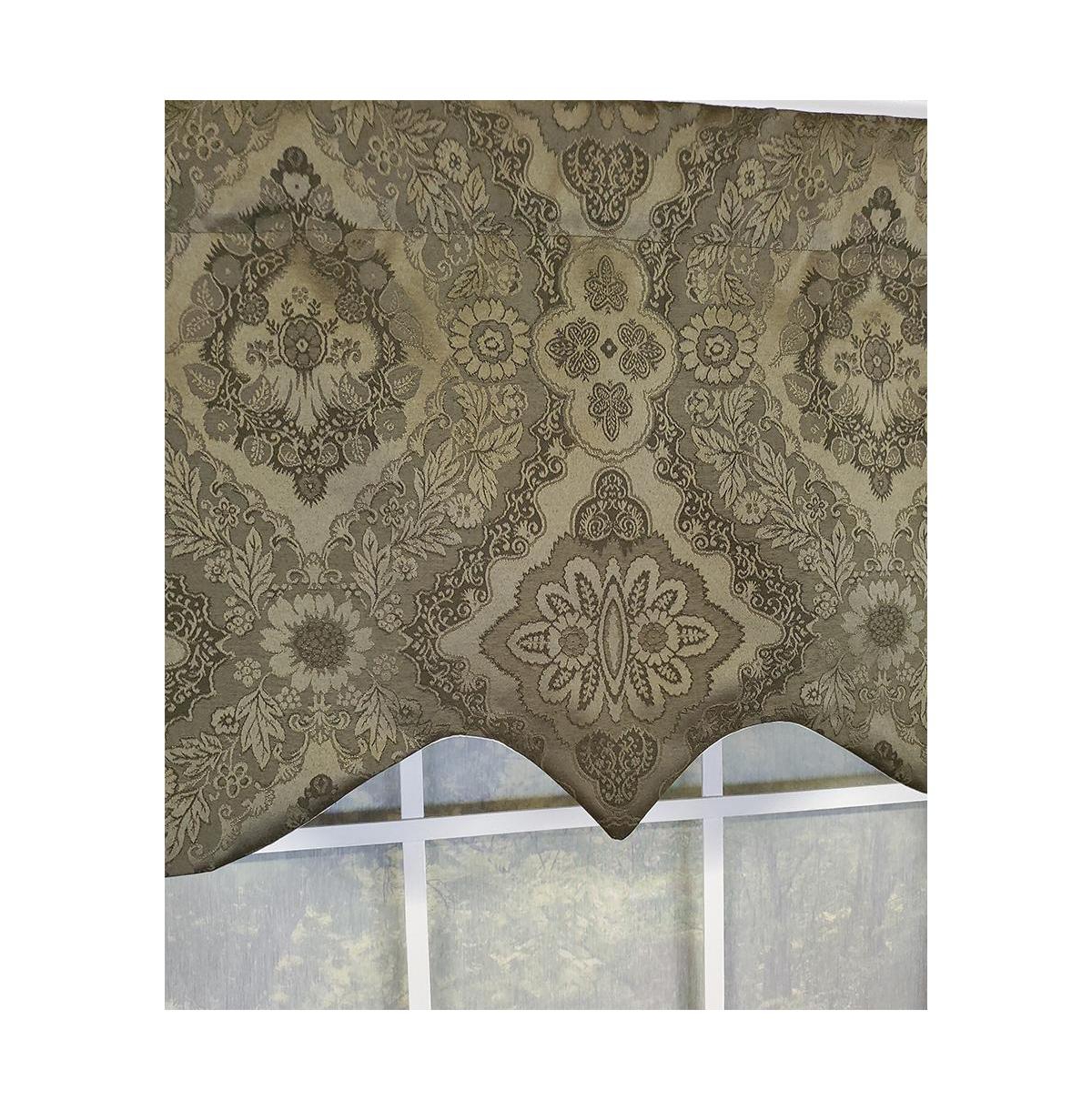Rlf Home Chintz Regal 3" Rod Pocket Lining Luxurious and Elegant Window Treatment Valance 50" x 17" Olive