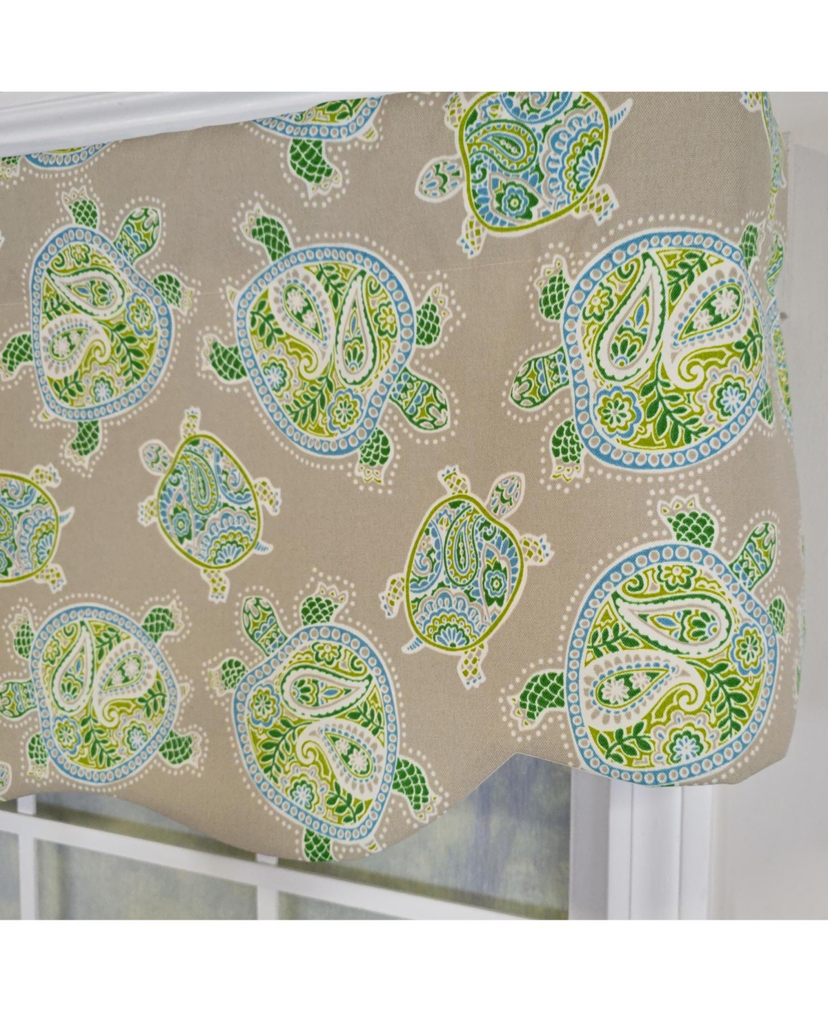 Rlf Home 100% Cotton Tortuga Stanform Fully lined Windows Rod Pocket Valance 50" x 16" Green