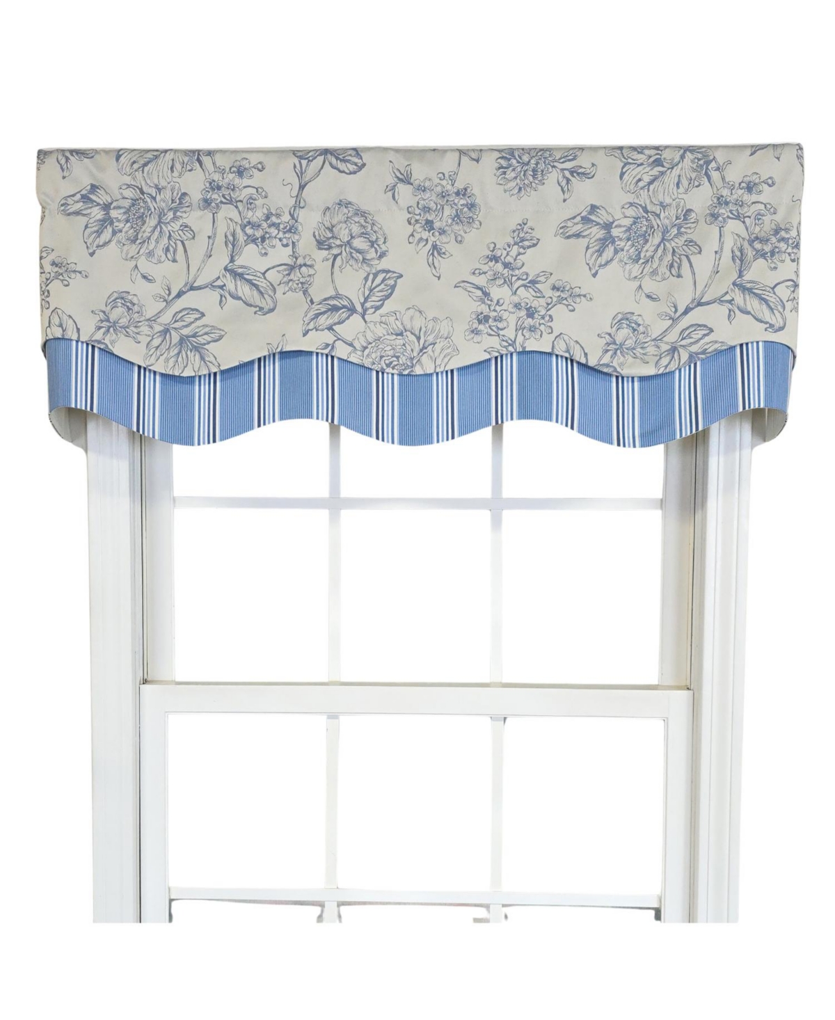 Rlf Home 100% Cotton Ashington Glory Fully lined Windows Rod Pocket Valance 50" x 16" Blue