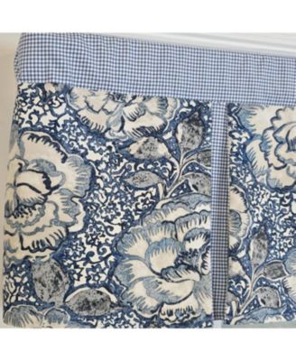 100% Cotton Peony Ball Pleated  Unlined Windows Rod Pocket Valance 50" x 17"  Blue