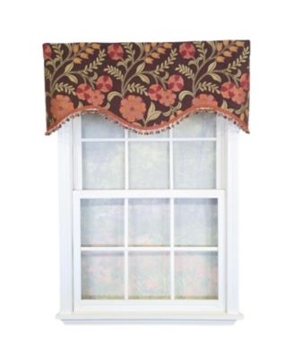 Lady Diane Cornice Valance Brown with Multicolor Tassel Trim 100% Cotton Fits Up to 48"W 50" x 17"  Brown