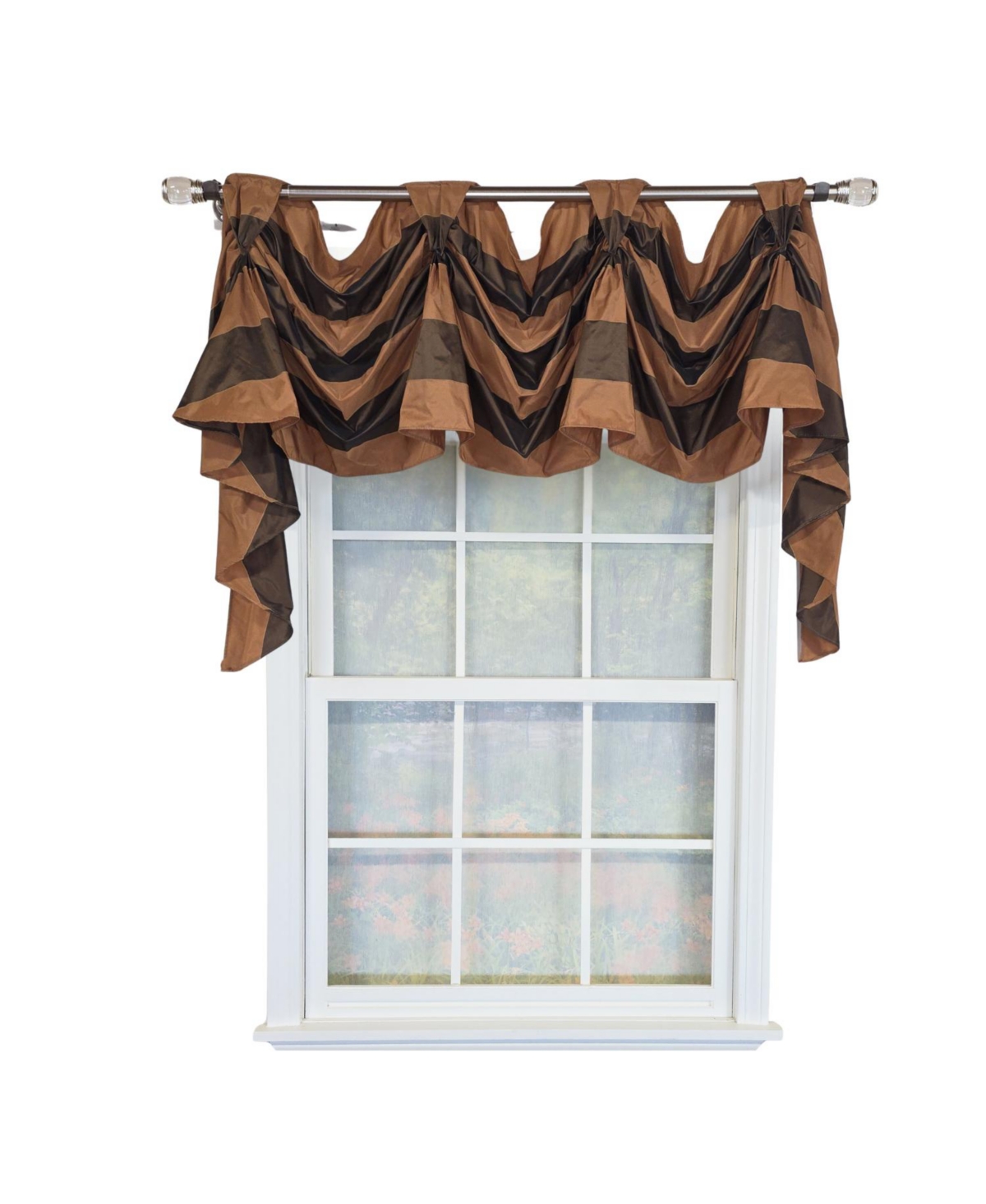 Rlf Home 100% PolyesterPascal 3-s Victory Swag Unlined Windows Tab Top Valance 60" x 25" Brown