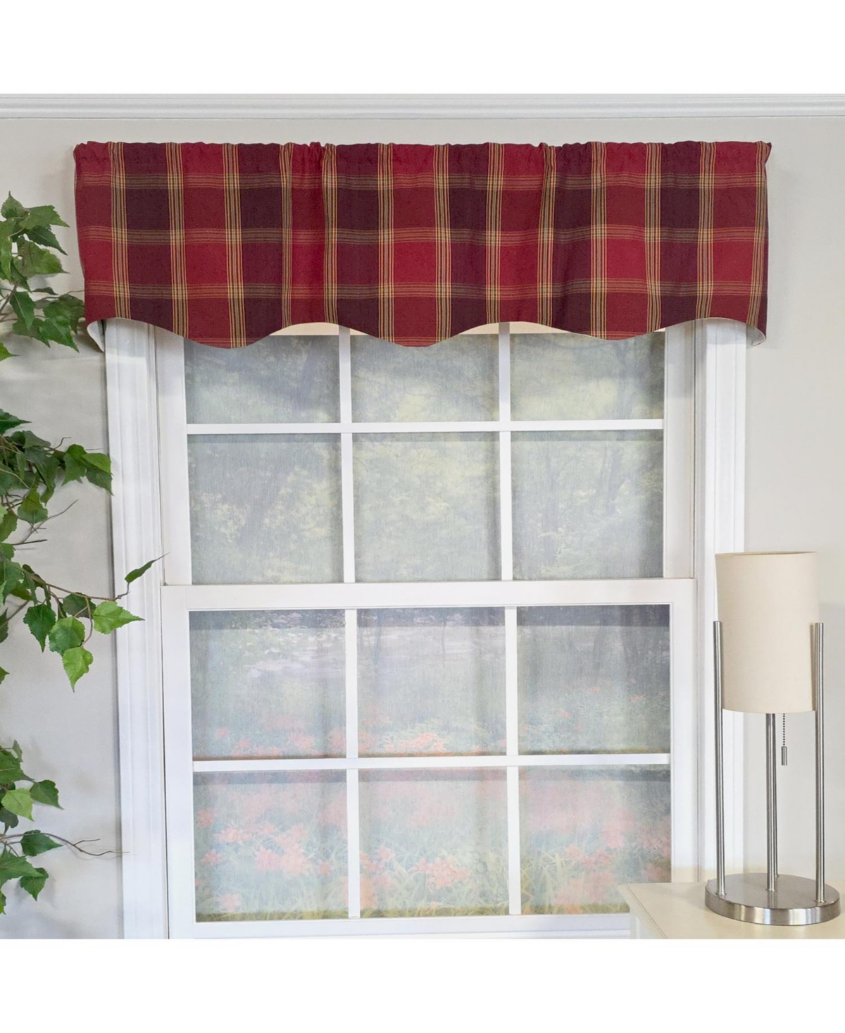 Rlf Home 100% PolyesterDuncaster Shapped Valanc Fully lined Rod Pocket Valance 50" x 13" Burgundy
