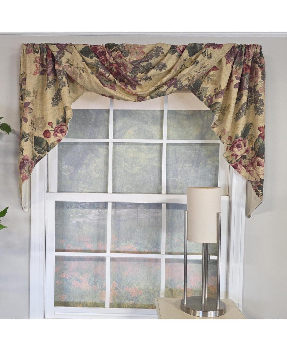 Rlf Home 100% Cotton 3-pc Terrene Swag/Jabot Set Fully lined Rod Pocket Valance 58" x 34" Multi
