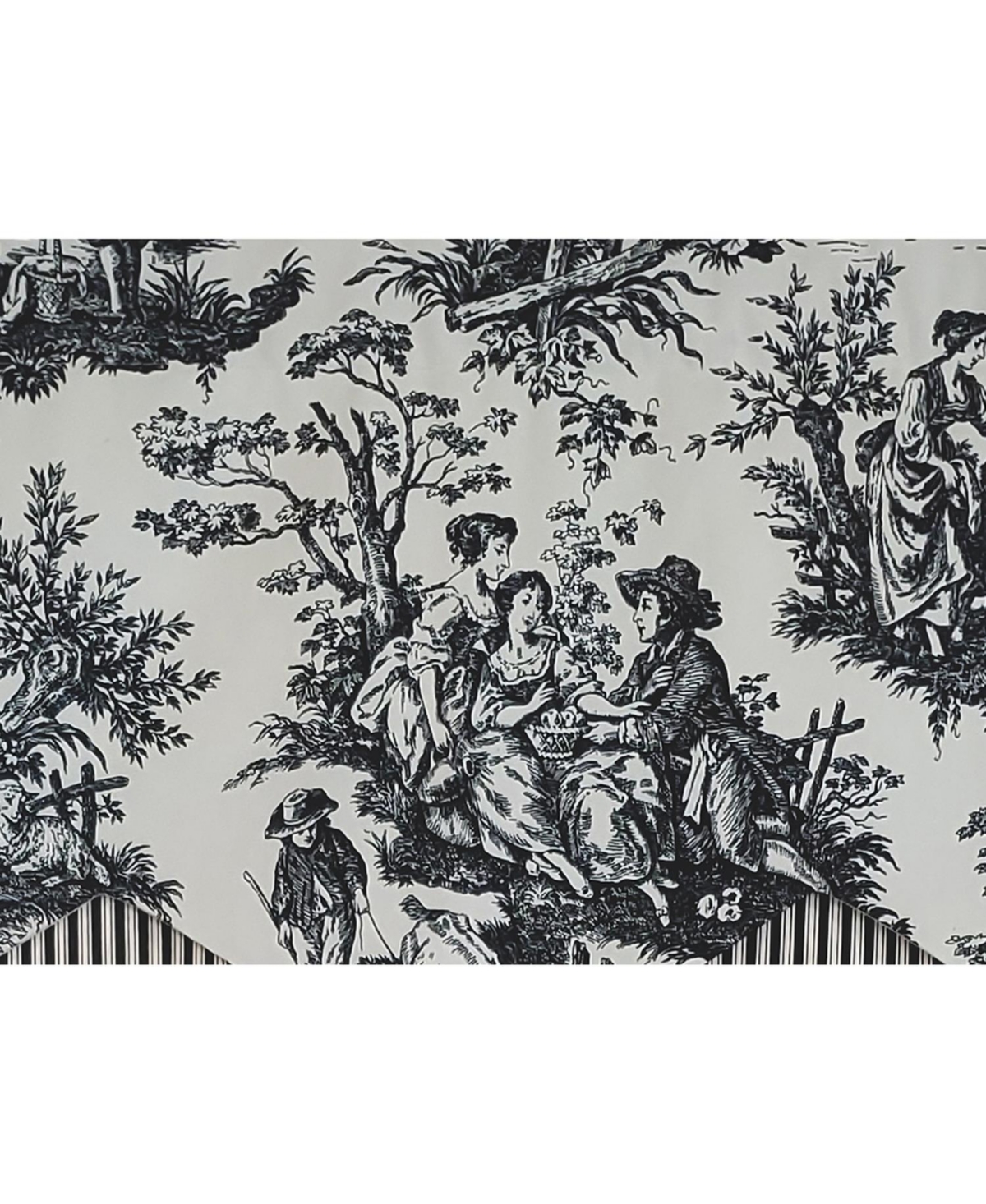 Rlf Home 3" Rod Pocket High Quality Fabric Glory Days Petticoat Valance for Windows 50" x 15" Black