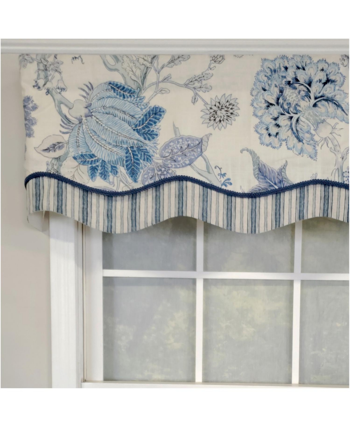 Rlf Home 3" Rod Pocket High Quality Fabric Chloe Glory Valance for Windows 50" x 16" Blue