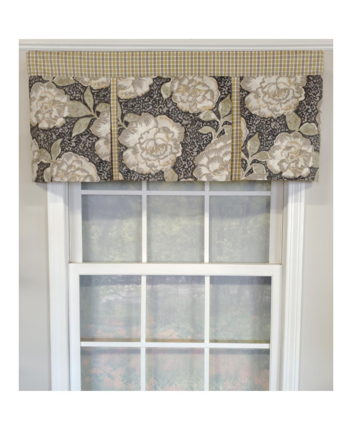 Rlf Home 3" Rod Pocket High Quality Fabric Peony Ball Pleated Valance for Windows 50" x 16" Gray