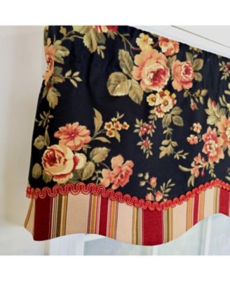 100% Cotton Lancaster Glory Fully lined Windows Rod Pocket Valance 50" x 16" Black