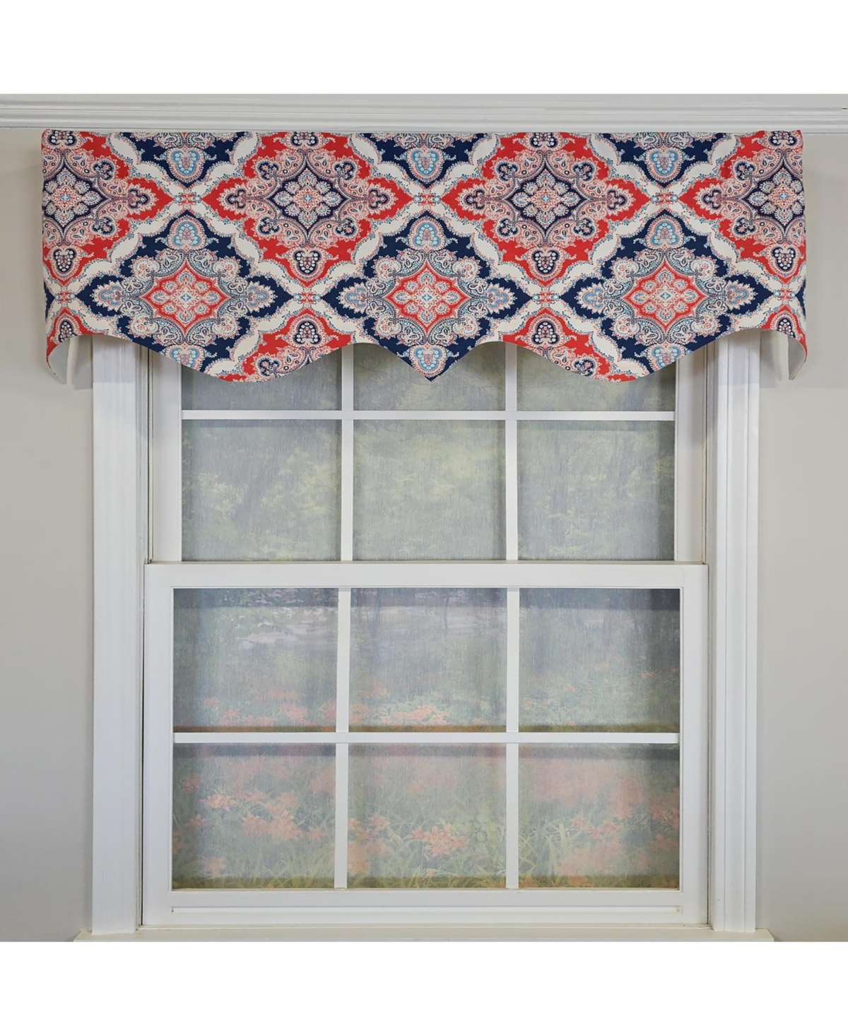 Rlf Home 100% Cotton Coventry Regal Fully lined Windows Rod Pocket Valance 50" x 17" Navy