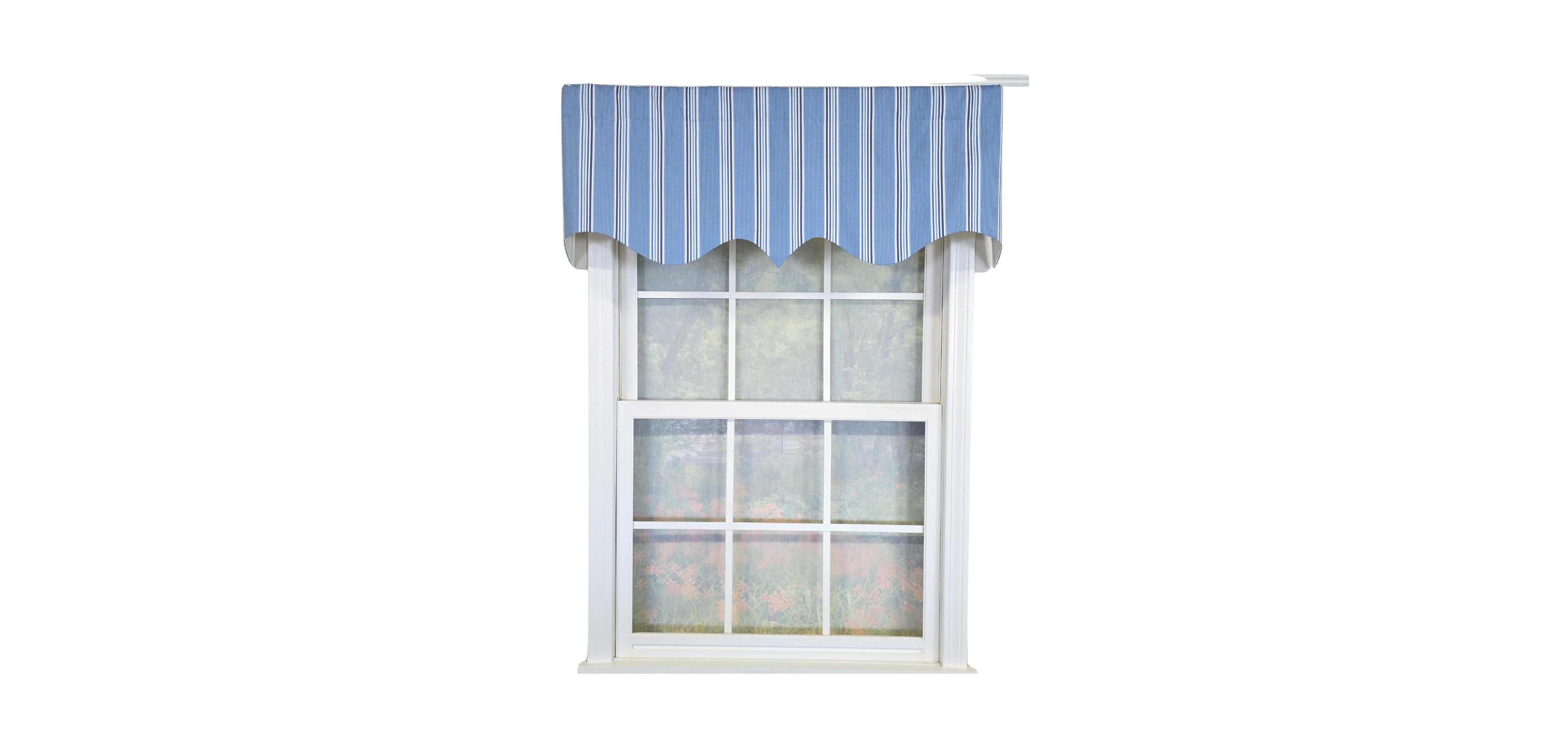 Rlf Home 100% Cotton Freya Stripe Regal Fully lined Windows Rod Pocket Valance 50" x 17"