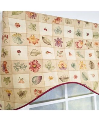 Botanical Cornice Valance - 100% Cotton with Ivory Lining 50" x 17"  Beige