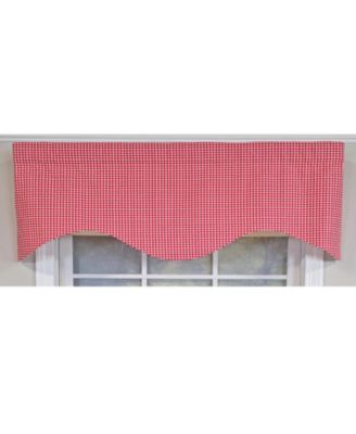 Cherry Check Cornice Valance - 100% Cotton with Ivory Lining 50" x 17"  Red