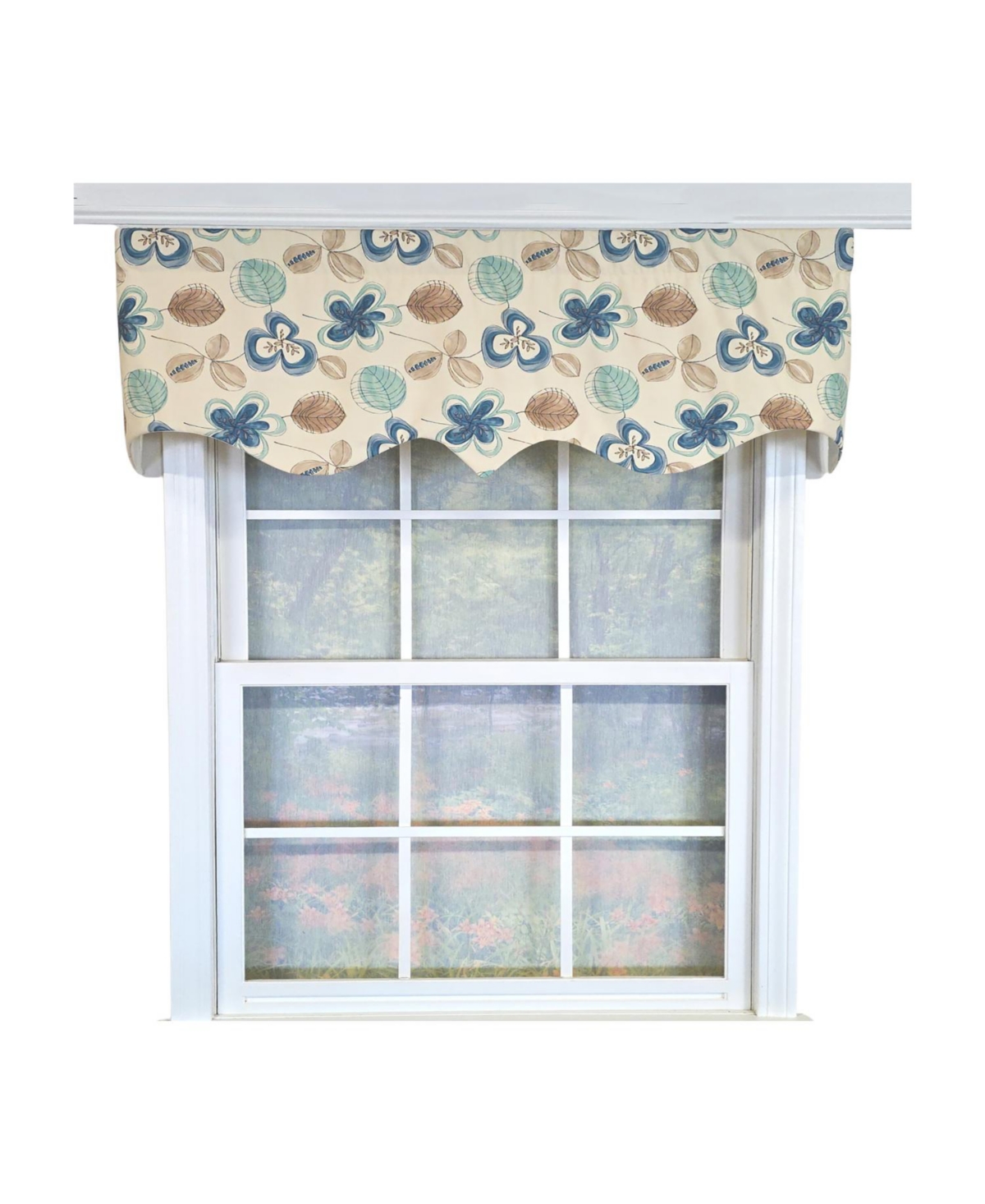 Rlf Home 100% Cotton Jolly Regal Fully lined Windows Rod Pocket Valance 50" x 17" Cream