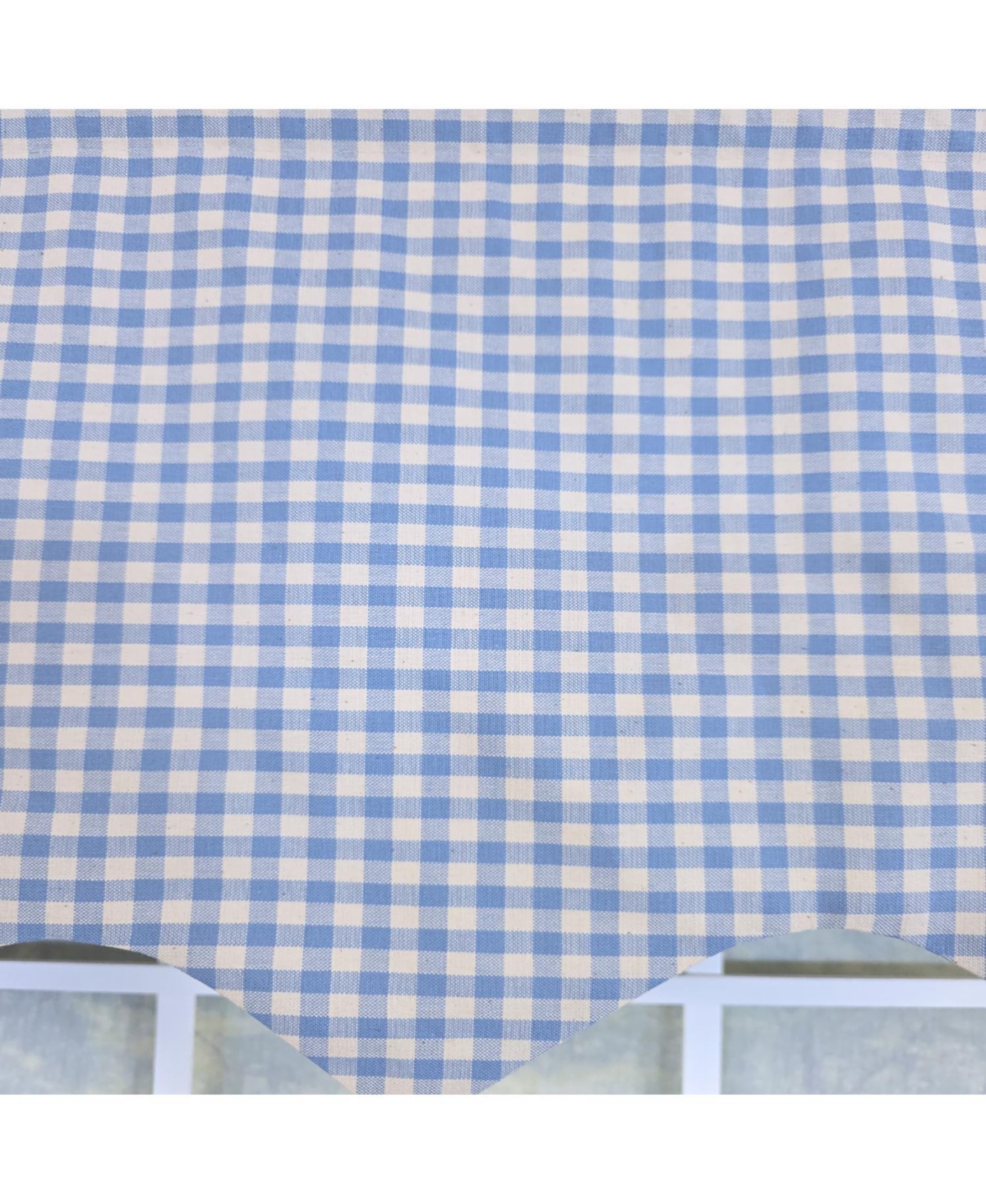 Rlf Home 100% Cotton Gingham Regal With Poly/Cotton Ivory lining Rod Pocket Valance 50" x 17" Blue