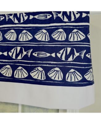 She Shells Banded Valance Collection - 100% Cotton with Ivory Lining 50" x 16"  Navy