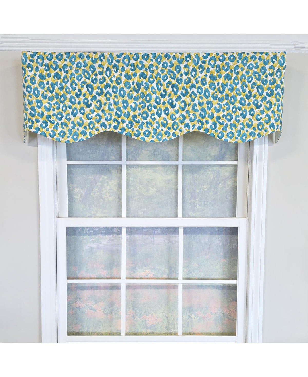 Rlf Home 100% Cotton Marrakesh Provance Fully lined Windows Rod Pocket Valance 50" x 15" Green