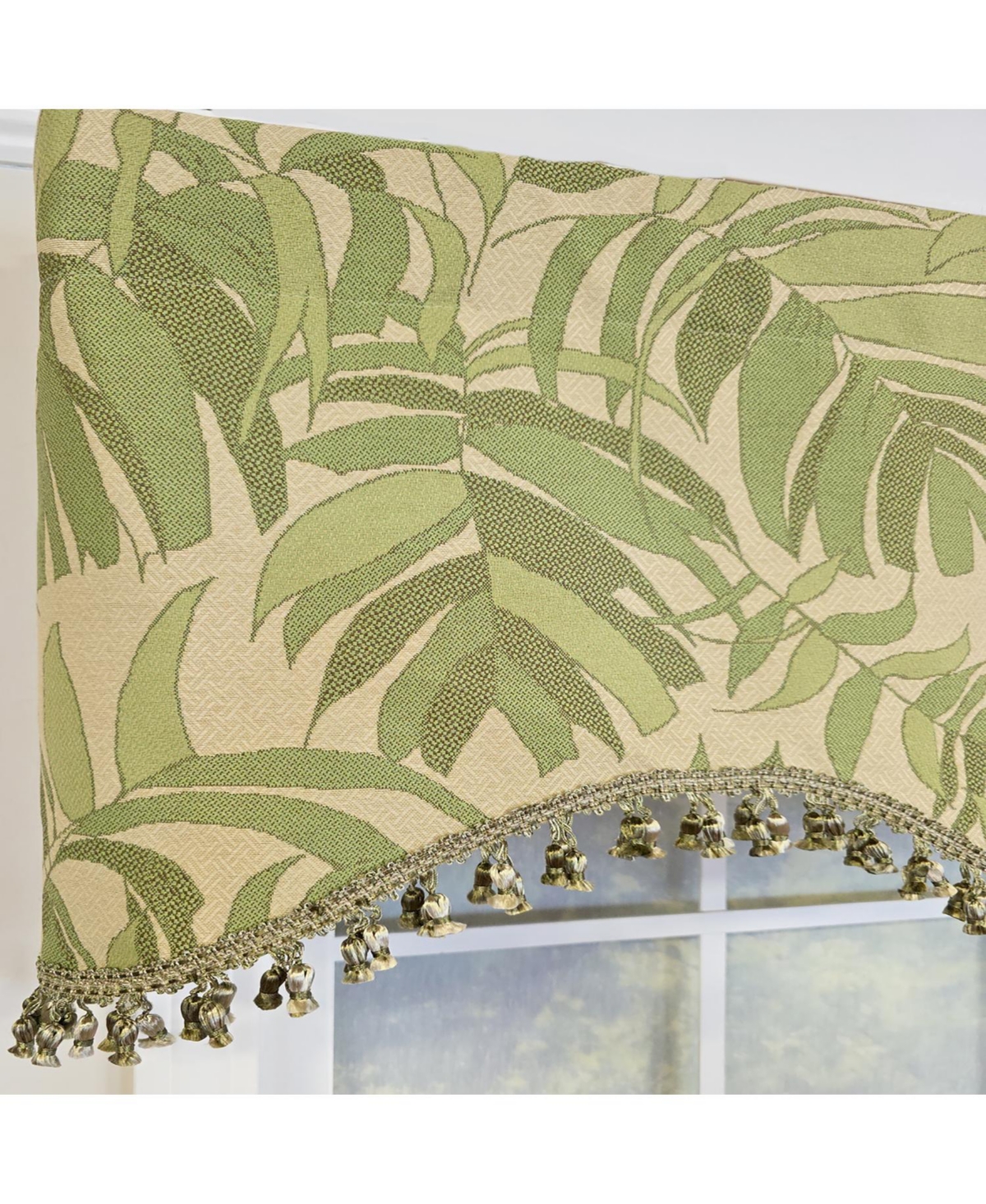 Rlf Home 100% Cotton Breeze Cornice Fully lined Windows Rod Pocket Valance 50" x 17" Green