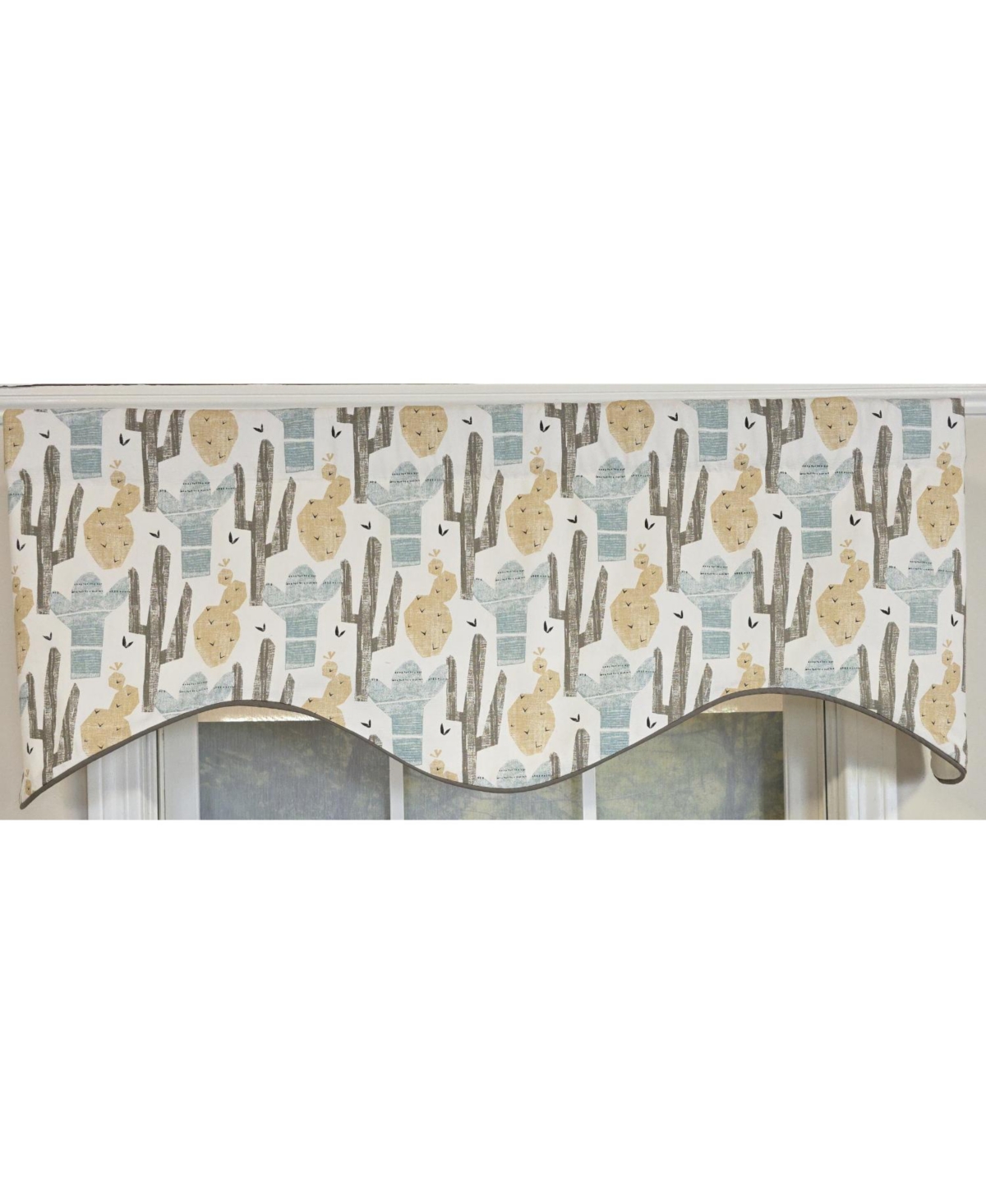 Rlf Home 100% Cotton Arizona Cornice Fully lined Windows Rod Pocket Valance 50" x 17" Natural
