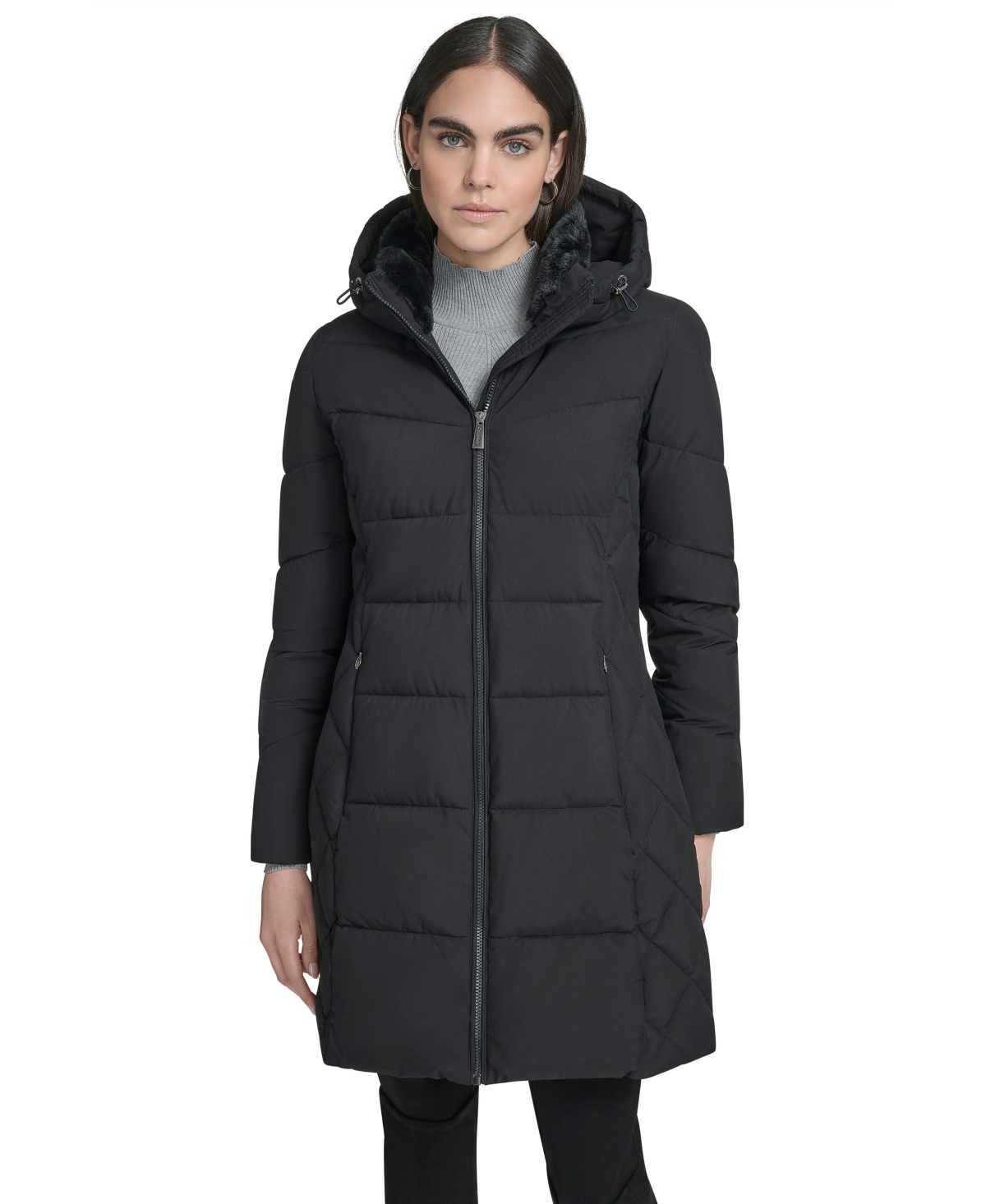 Calvin Klein Women's Collar Hooded Puffer Coat