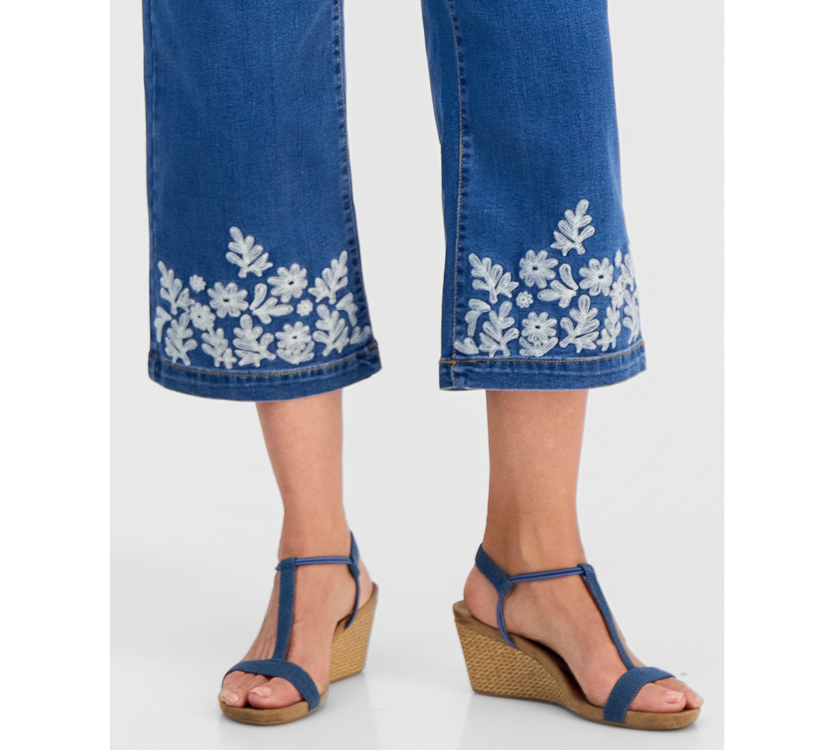 Style & Co Petite High-Rise Embroidered Wide-Leg Jeans, Macy's Exclusive