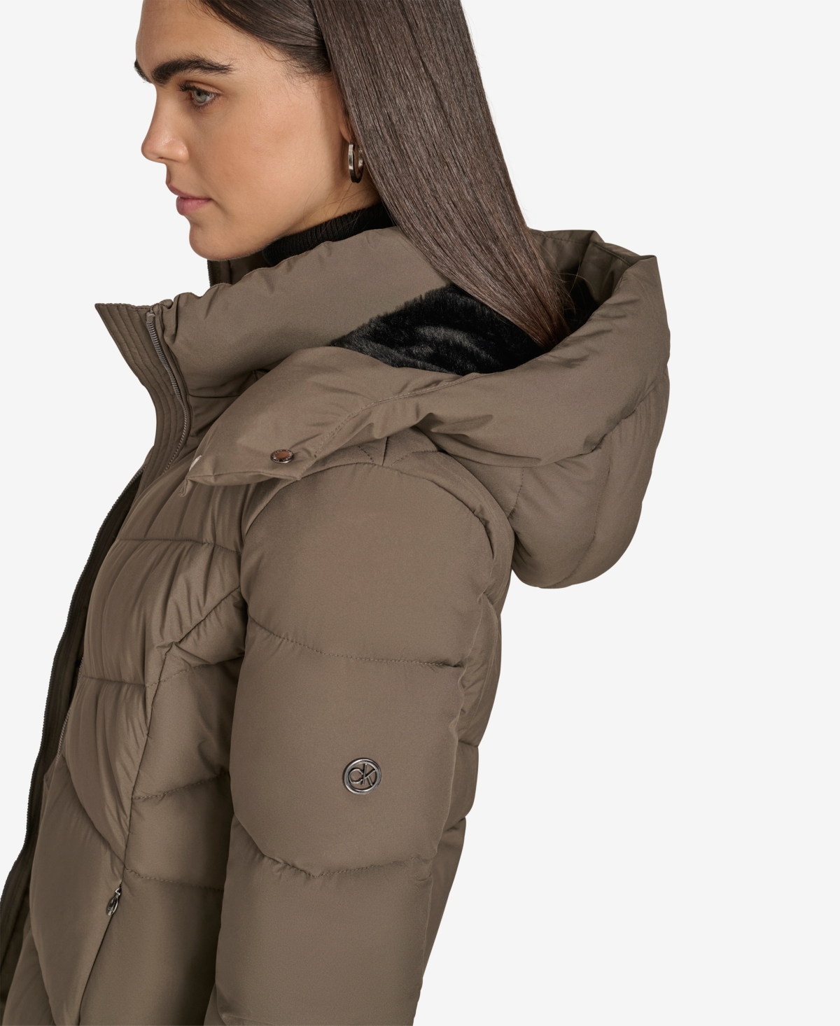 Calvin Klein Women's Hooded Stand Collar Puffer Coat