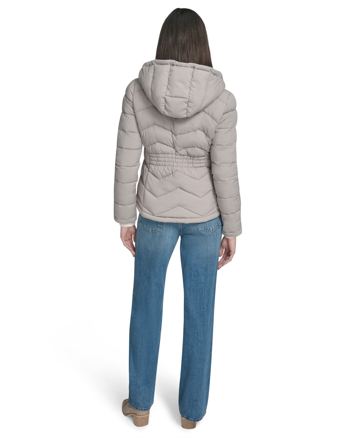 Calvin Klein Women's Short Zip-up Hooded Puffer Jacket In Gray