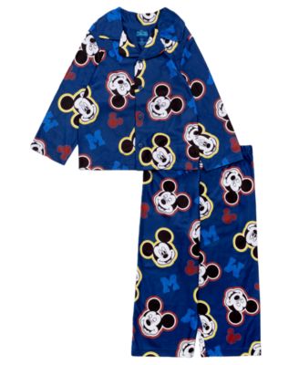 AME - Boys Toddler 2T-4T 2-Piece Mickey Mouse Coat-Style Top and Pants Pajama Set