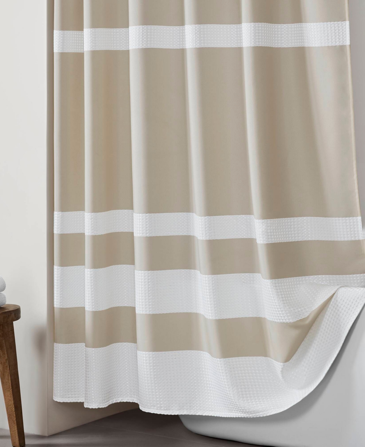 Madison Park Spa Waffle 3m-scotchgard Shower Curtain, 108" X 72" In Brown