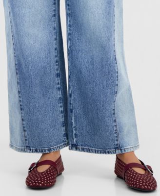 Petite High-Rise Wide-Leg Two-Tone Jeans, Macy's Exclusive 